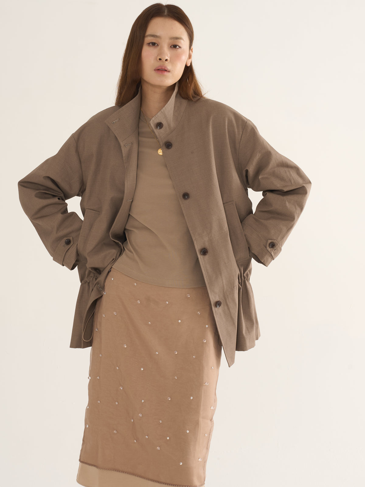 Two-Tone Parka Jacket — Relaxed Silhouette