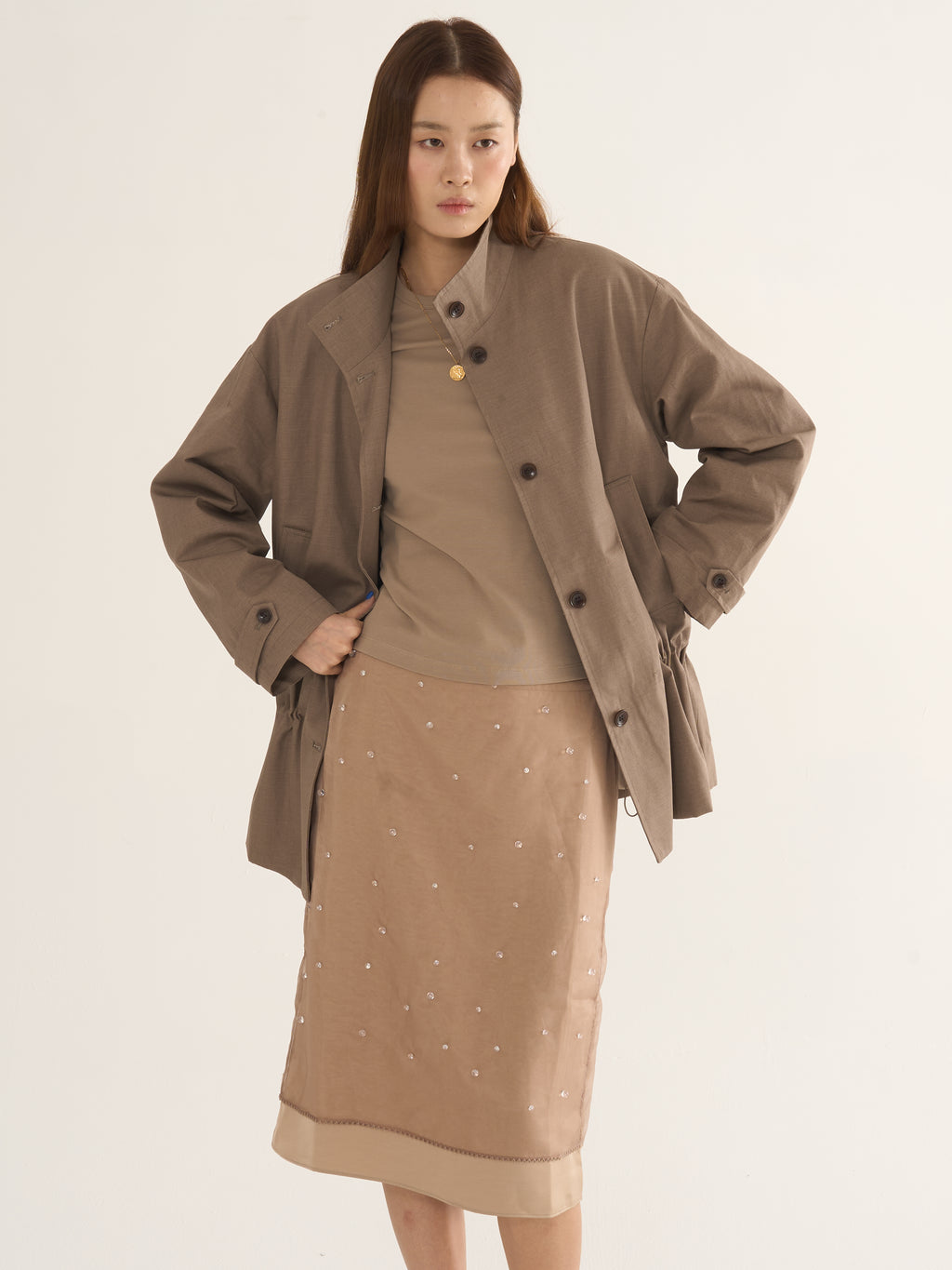 Two-Tone Parka Jacket — Relaxed Silhouette