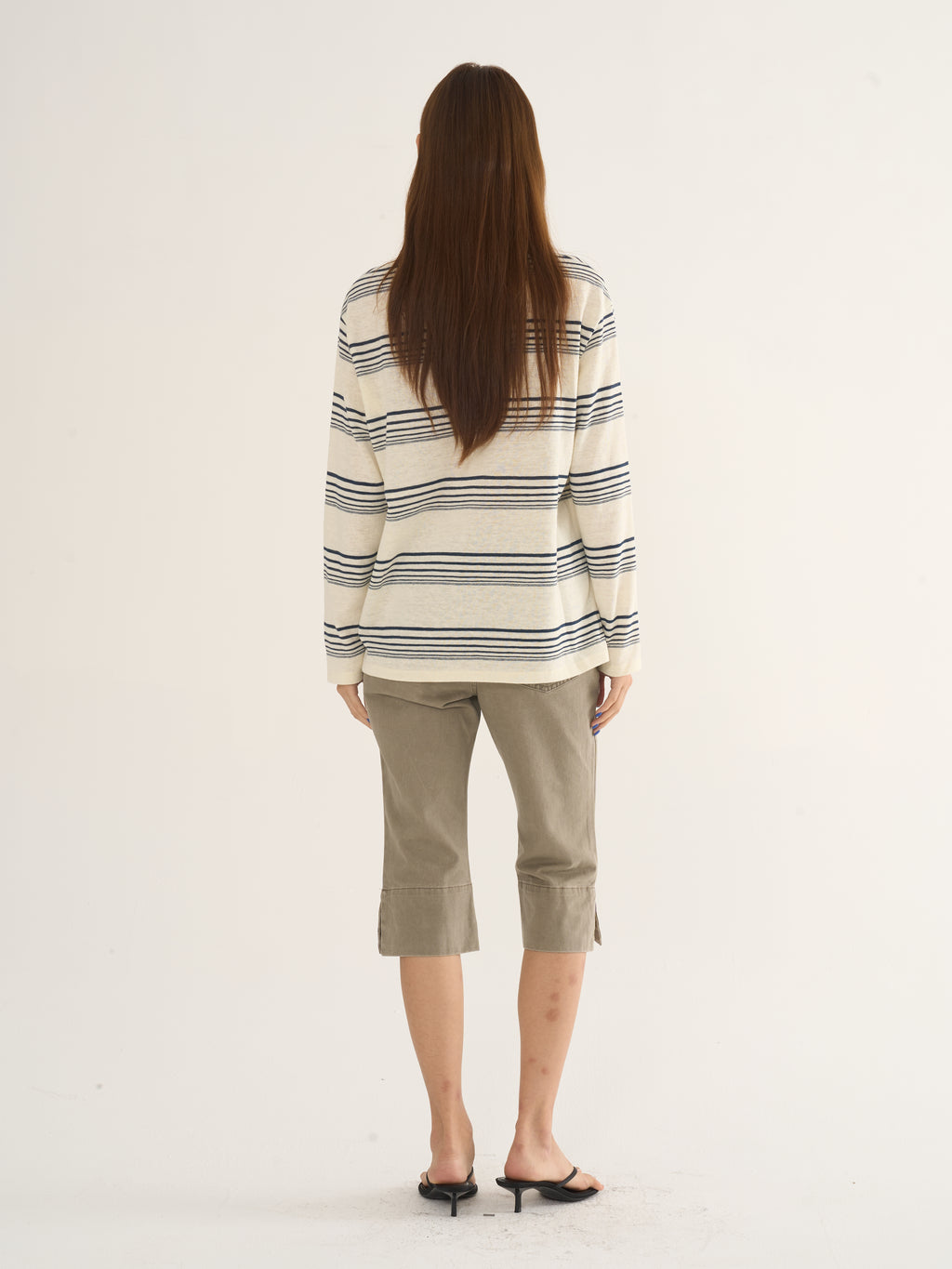 Retro Striped Long-Sleeve Tee — Cream & Navy