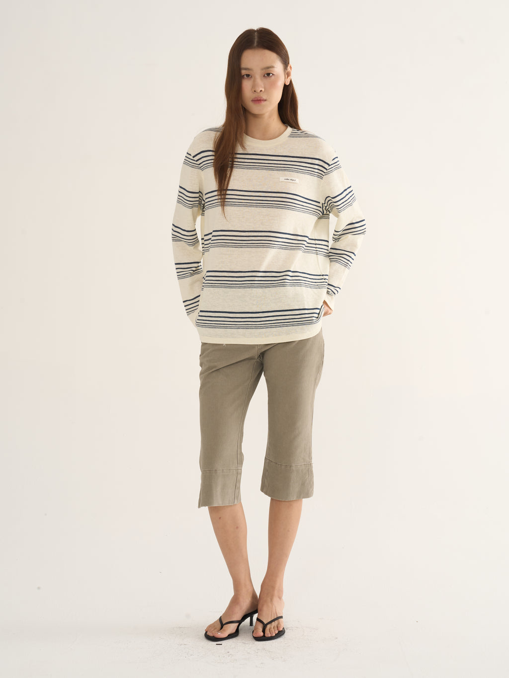 Retro Striped Long-Sleeve Tee — Cream & Navy