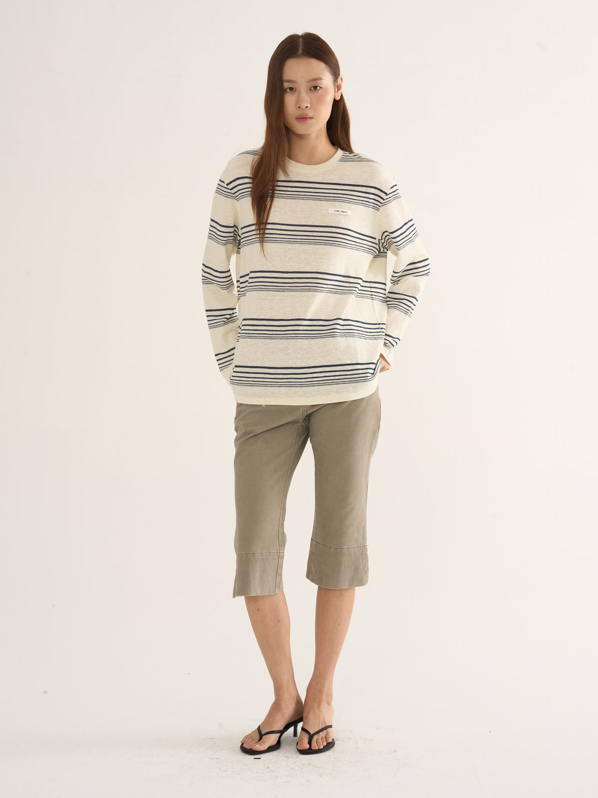 Retro Striped Long-Sleeve Tee — Cream & Navy