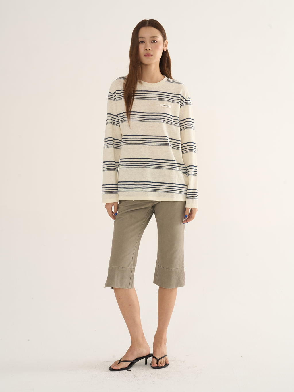 Retro Striped Long-Sleeve Tee — Cream & Navy