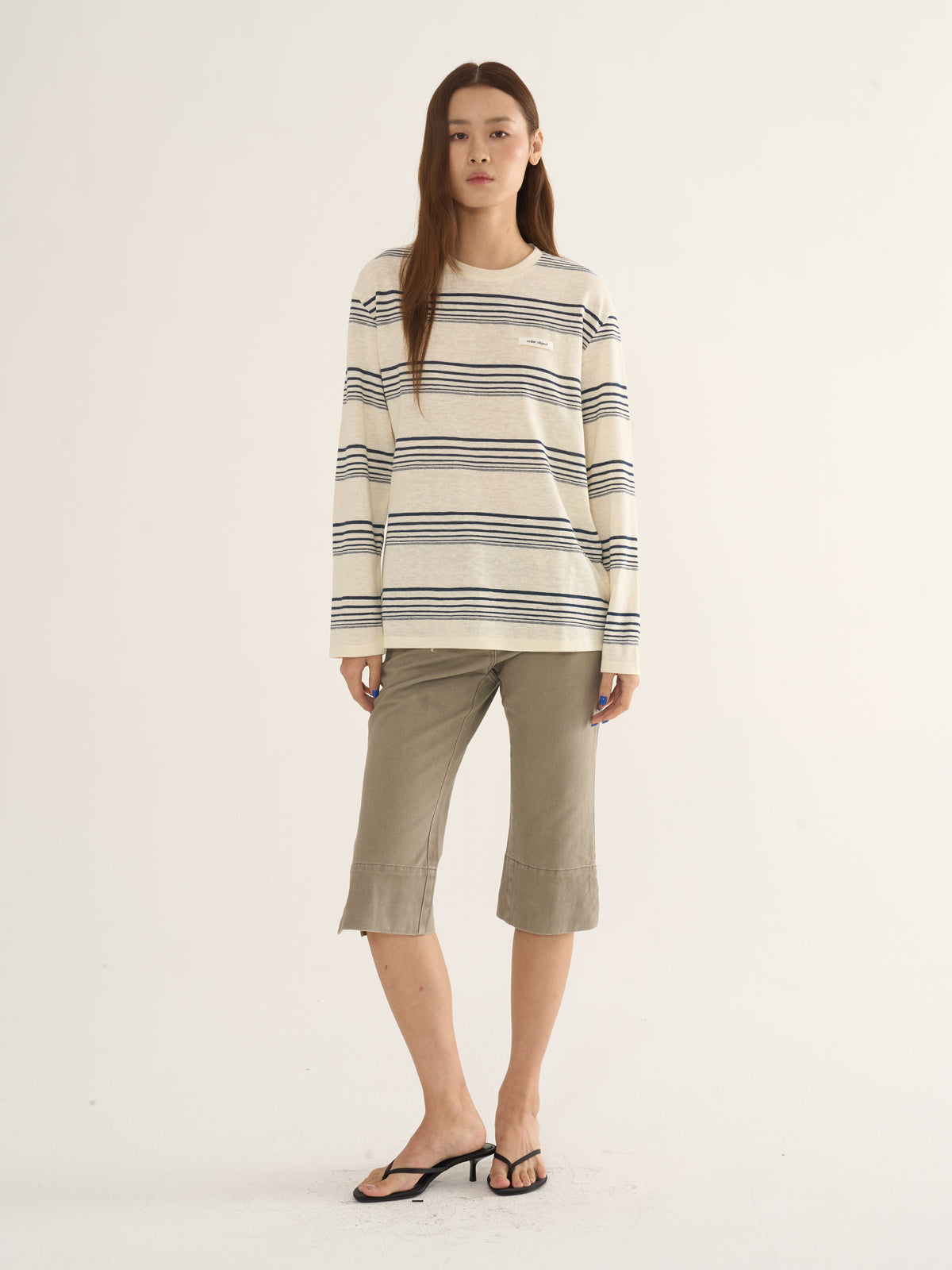 Retro Striped Long-Sleeve Tee — Cream & Navy