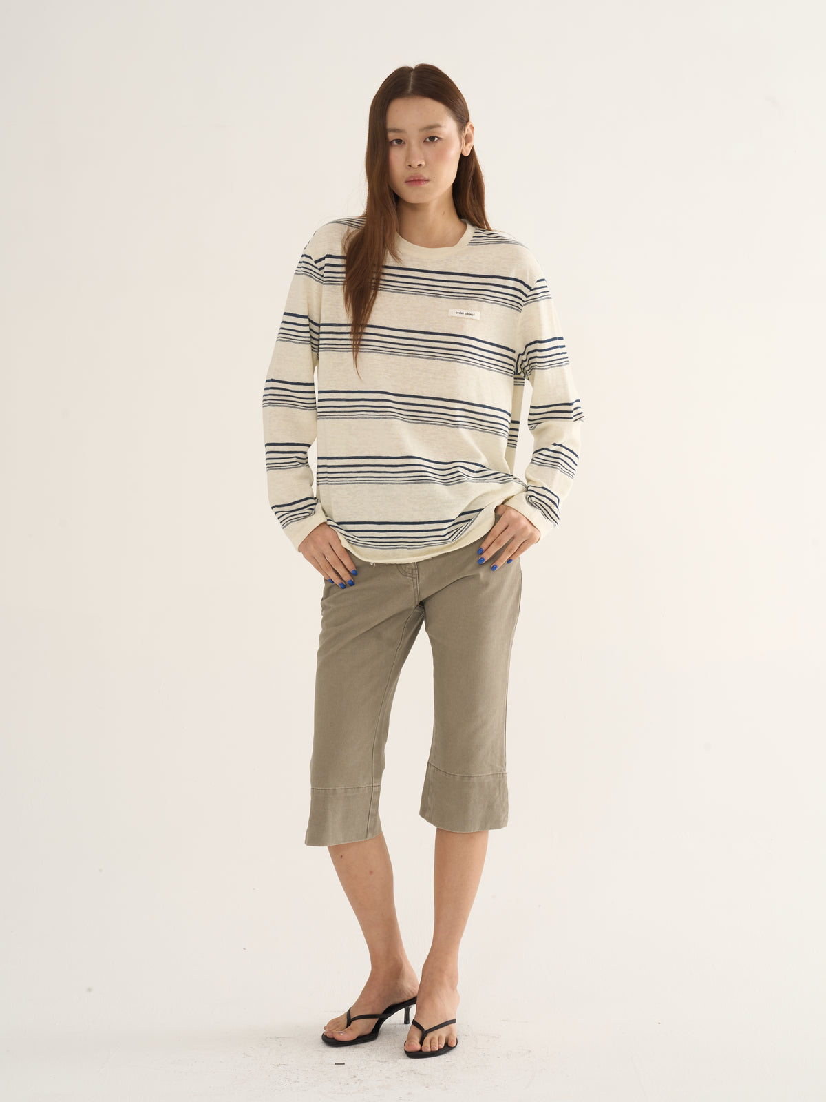 Retro Striped Long-Sleeve Tee — Cream & Navy