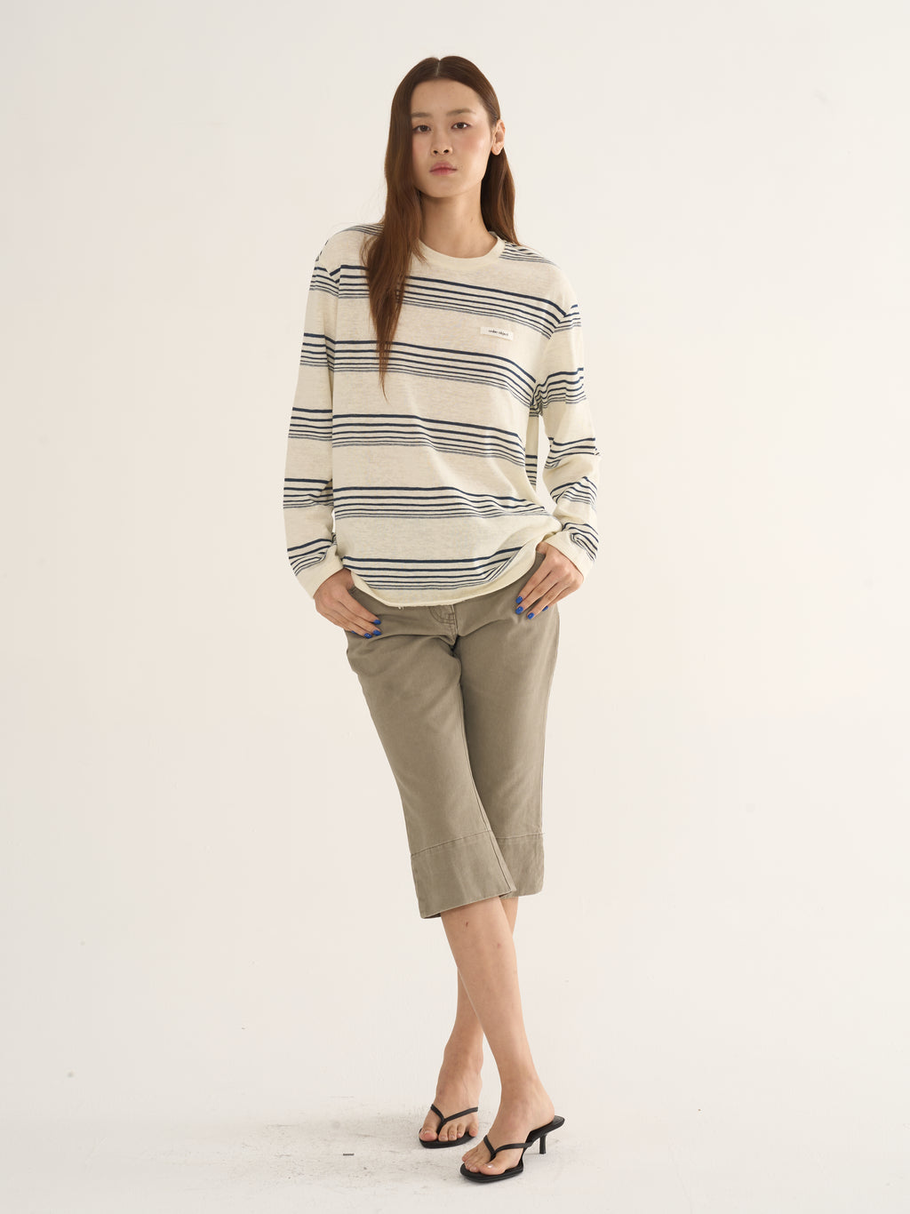 Retro Striped Long-Sleeve Tee — Cream & Navy