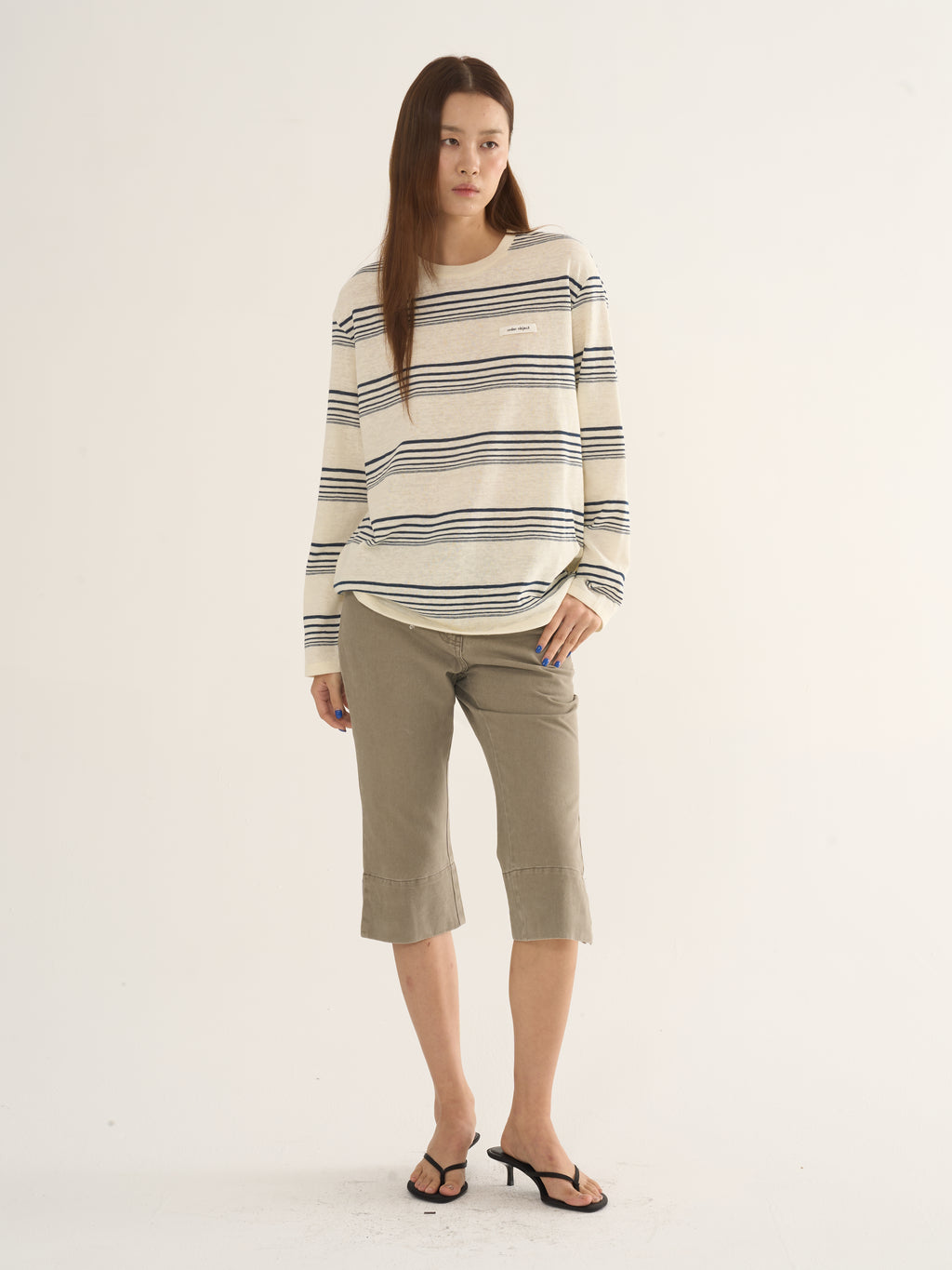 Retro Striped Long-Sleeve Tee — Cream & Navy