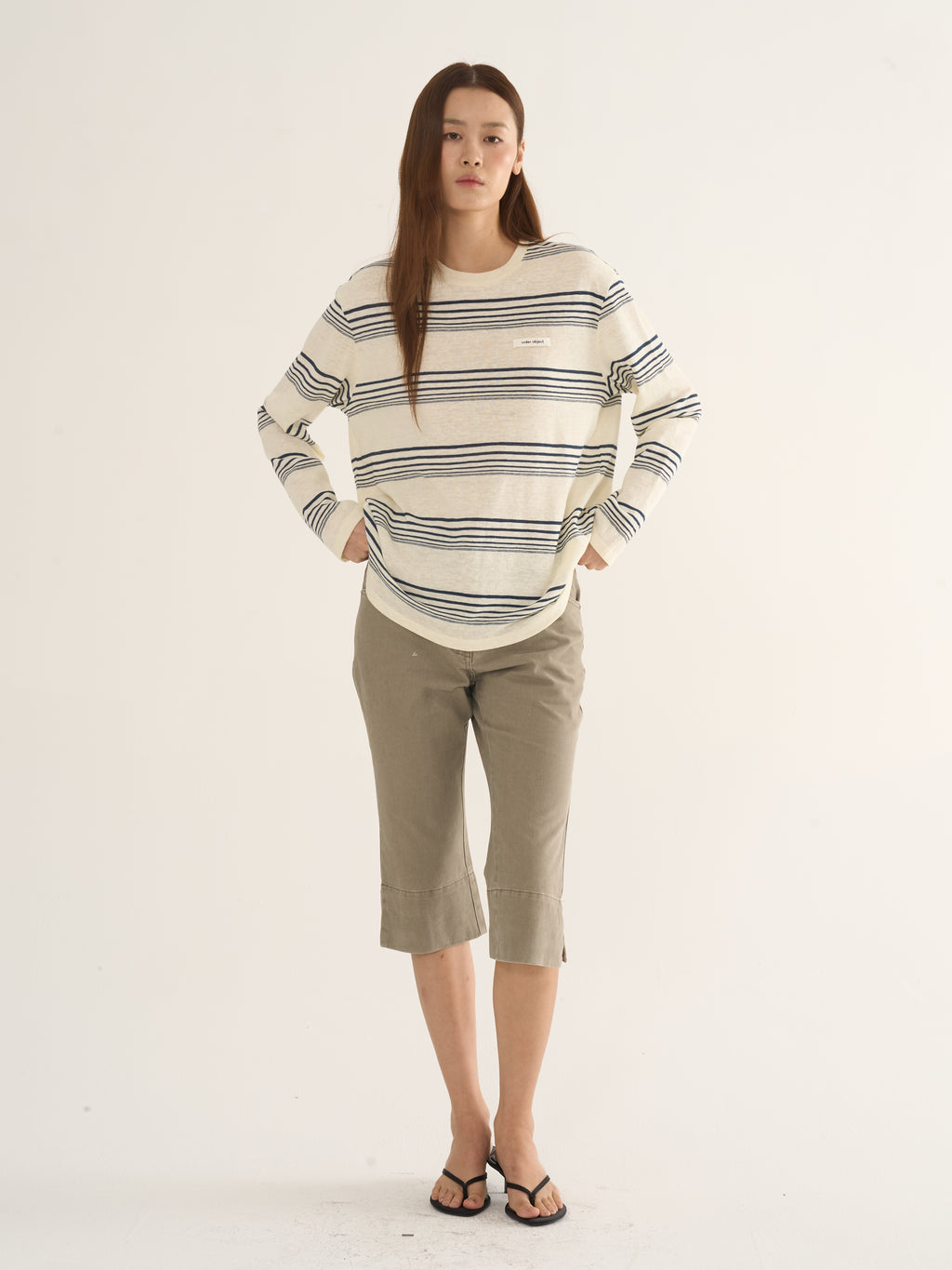 Retro Striped Long-Sleeve Tee — Cream & Navy