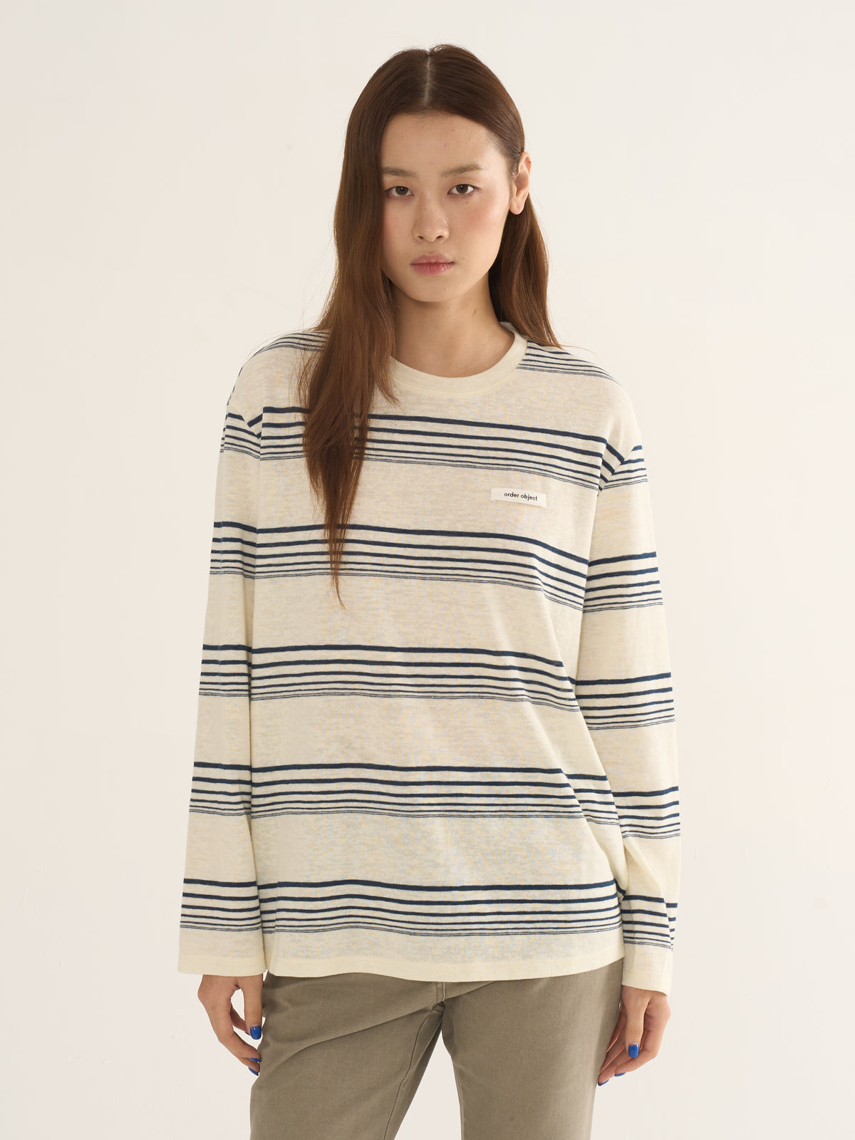 Retro Striped Long-Sleeve Tee — Cream & Navy