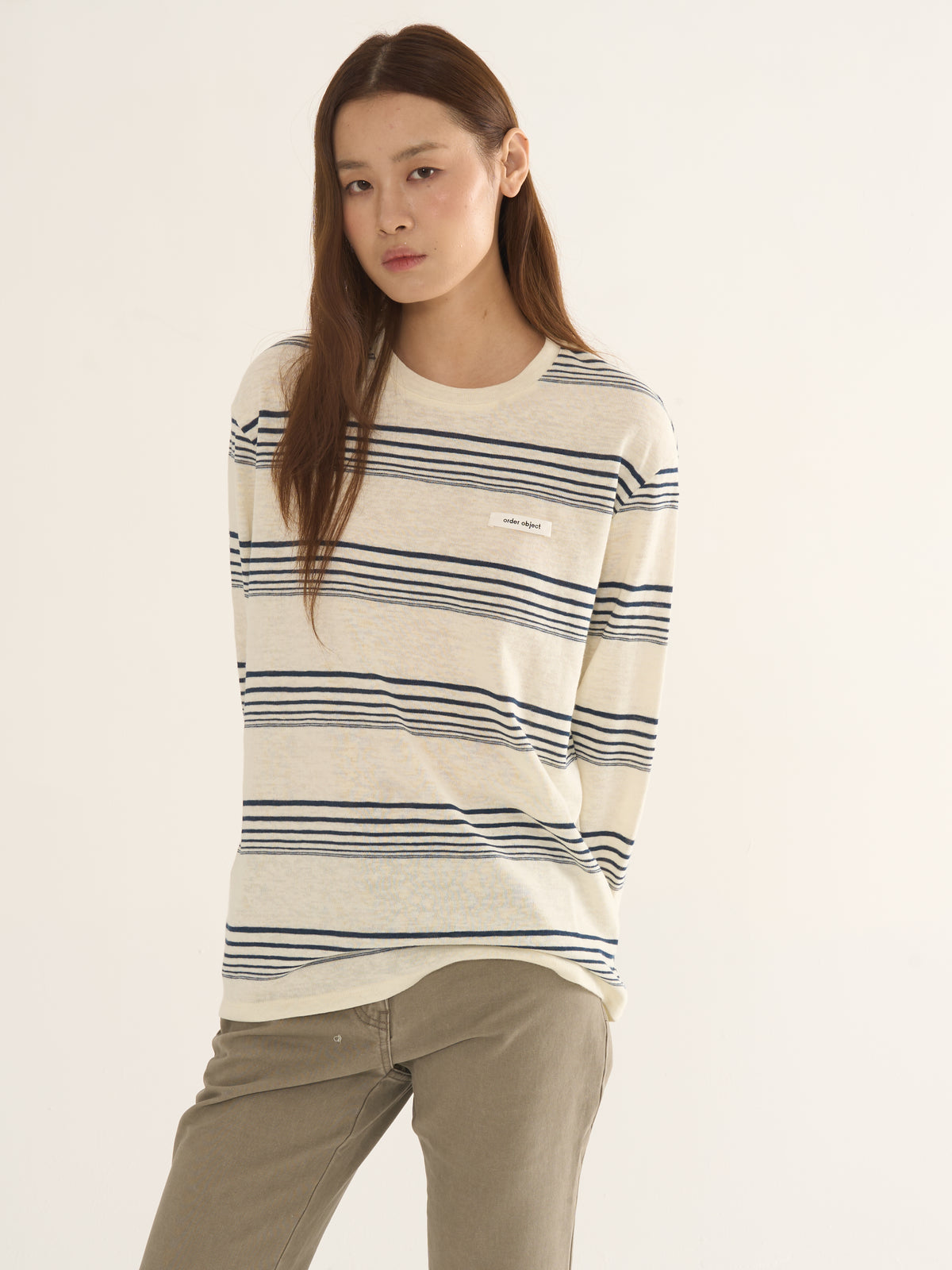 Retro Striped Long-Sleeve Tee — Cream & Navy