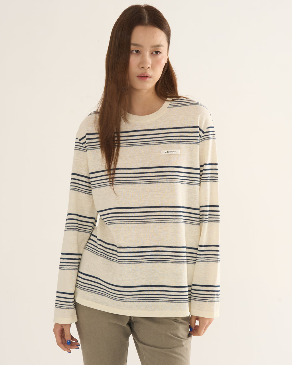 Retro Striped Long-Sleeve Tee — Cream & Navy