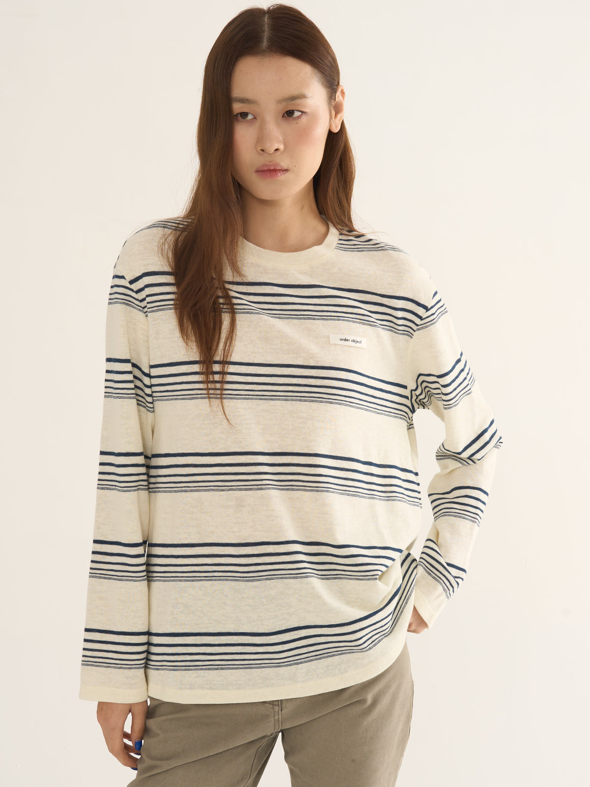 Retro Striped Long-Sleeve Tee — Cream & Navy