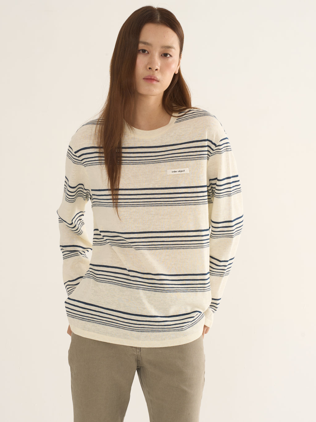 Retro Striped Long-Sleeve Tee — Cream & Navy