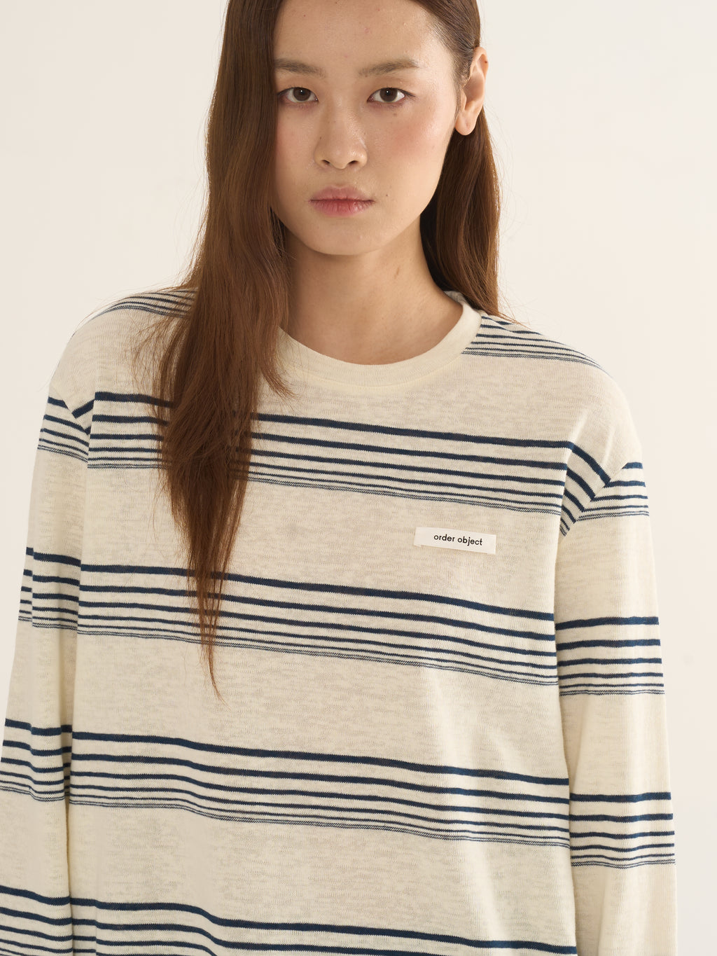 Retro Striped Long-Sleeve Tee — Cream & Navy