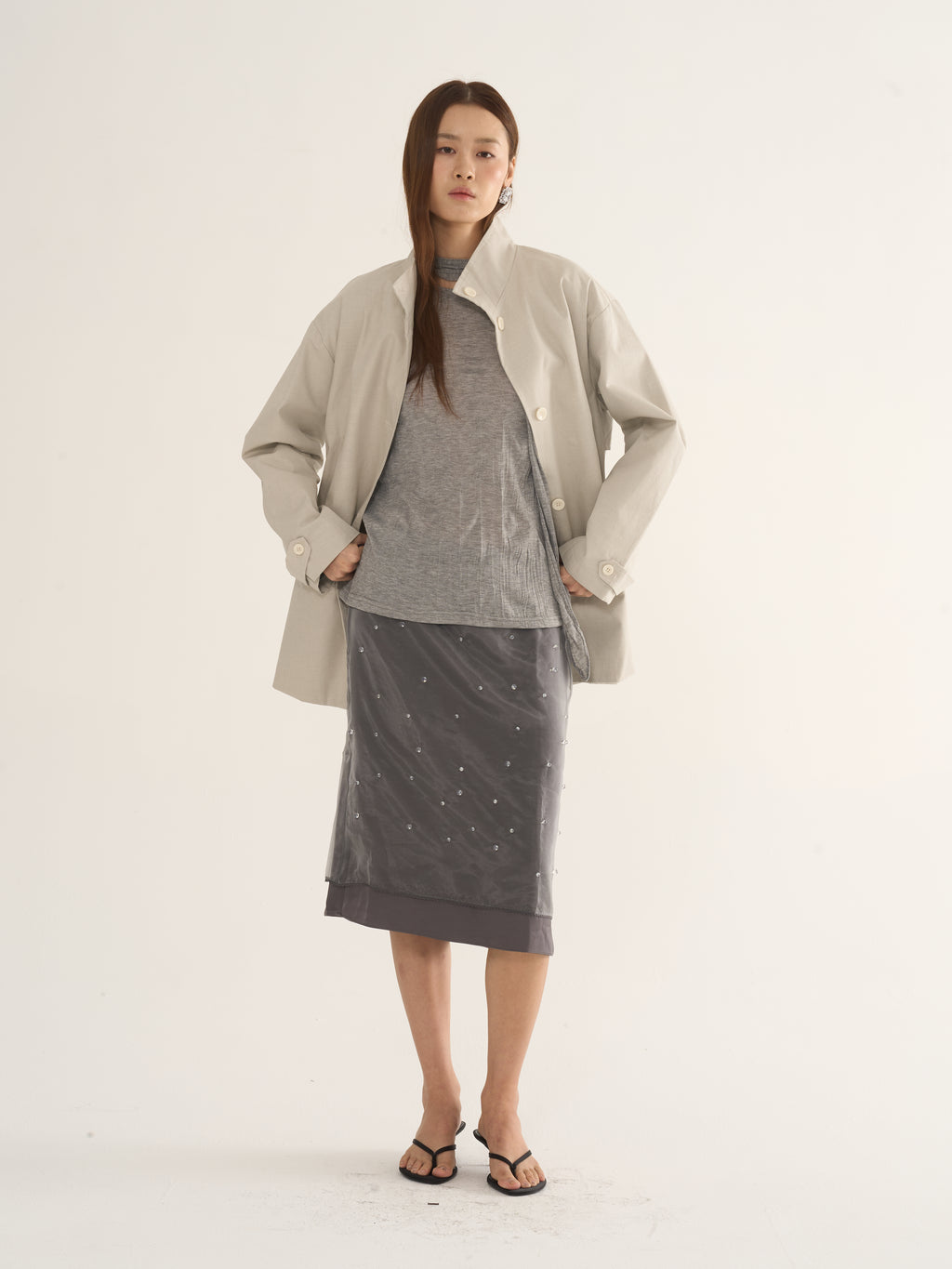 Two-Tone Parka Jacket — Relaxed Silhouette